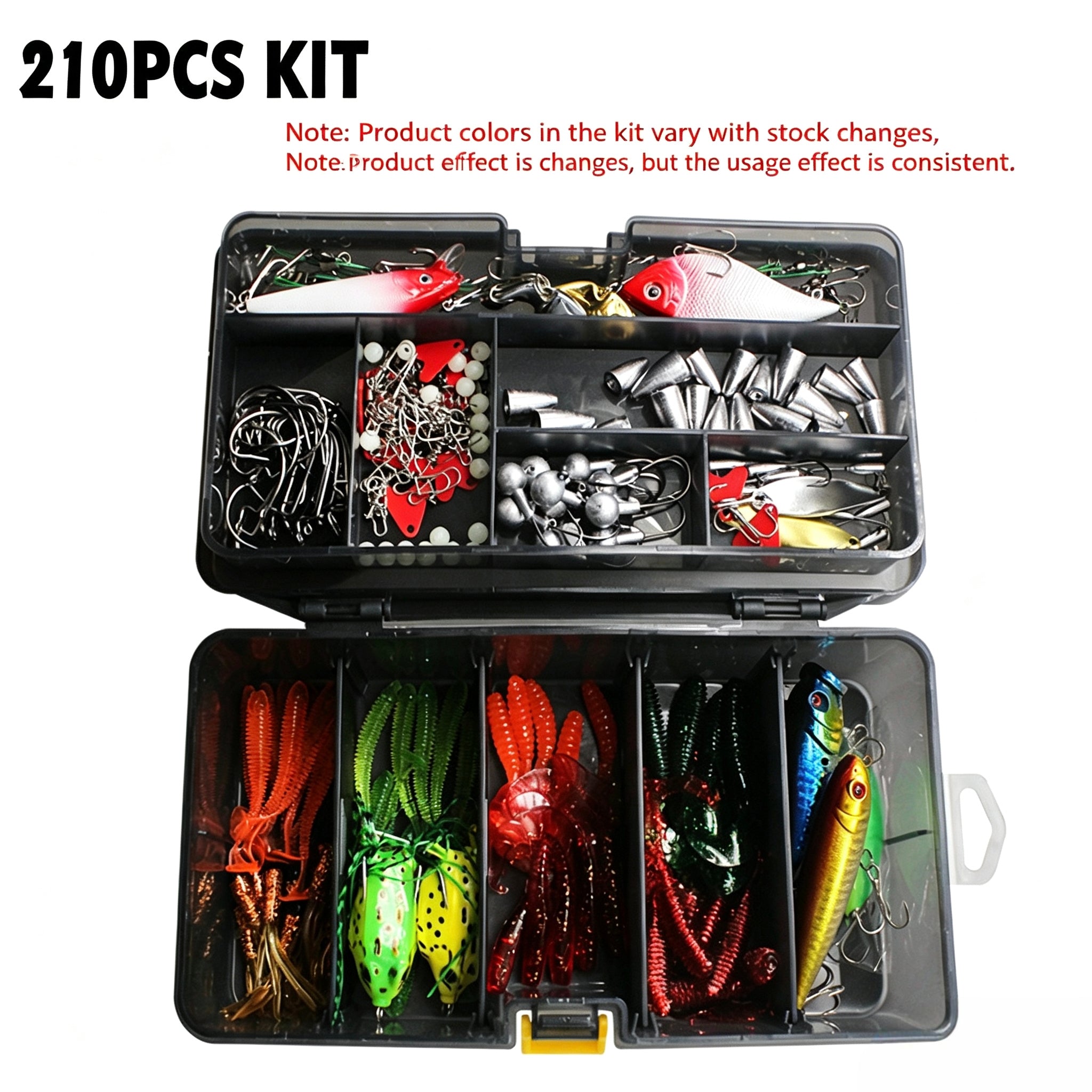 Fishing Lure Set with Double-Sided Tackle Box – Soft Lures, Hard Baits, Hooks & Terminal Tackle Combo