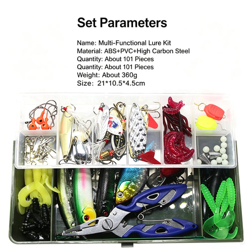 101 Pcs Fishing Lures Kit for Freshwater & Saltwater – Spoon Spinners, Minnows & Fishing Tackle Set for Trout & Bass